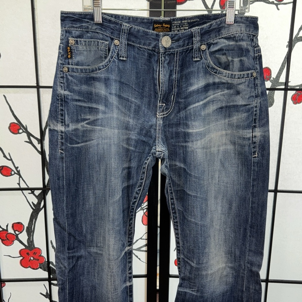 Buckle Salvage Supply 33x32  Mens Distressed Flare Leg Denim Jeans - Picture 3 of 14